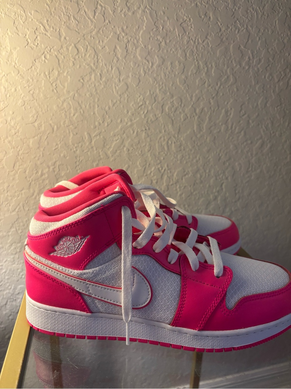 Nike Pink and White Women's High-Top Sneakers
